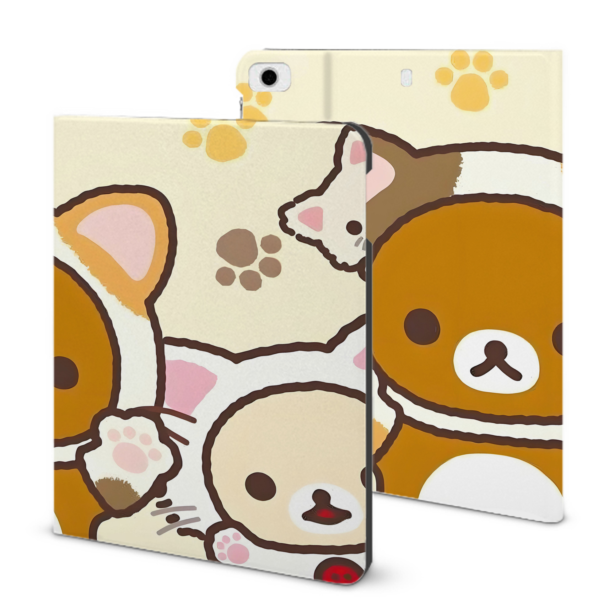 （画像用） リラックマ リラックマ キイロイトリ Rilakkuma Korilakkuma Kiiroitori IPad ケース ブック型 PUレザー TPU 耐衝撃 軽量 薄型 ペン収納なし 全面保護 IPad 各モデル対応